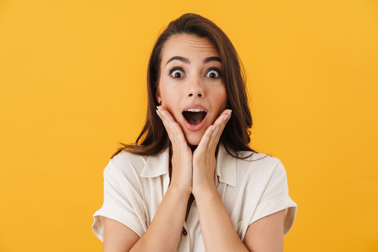 Surprised Excited Woman Screaming in Joy